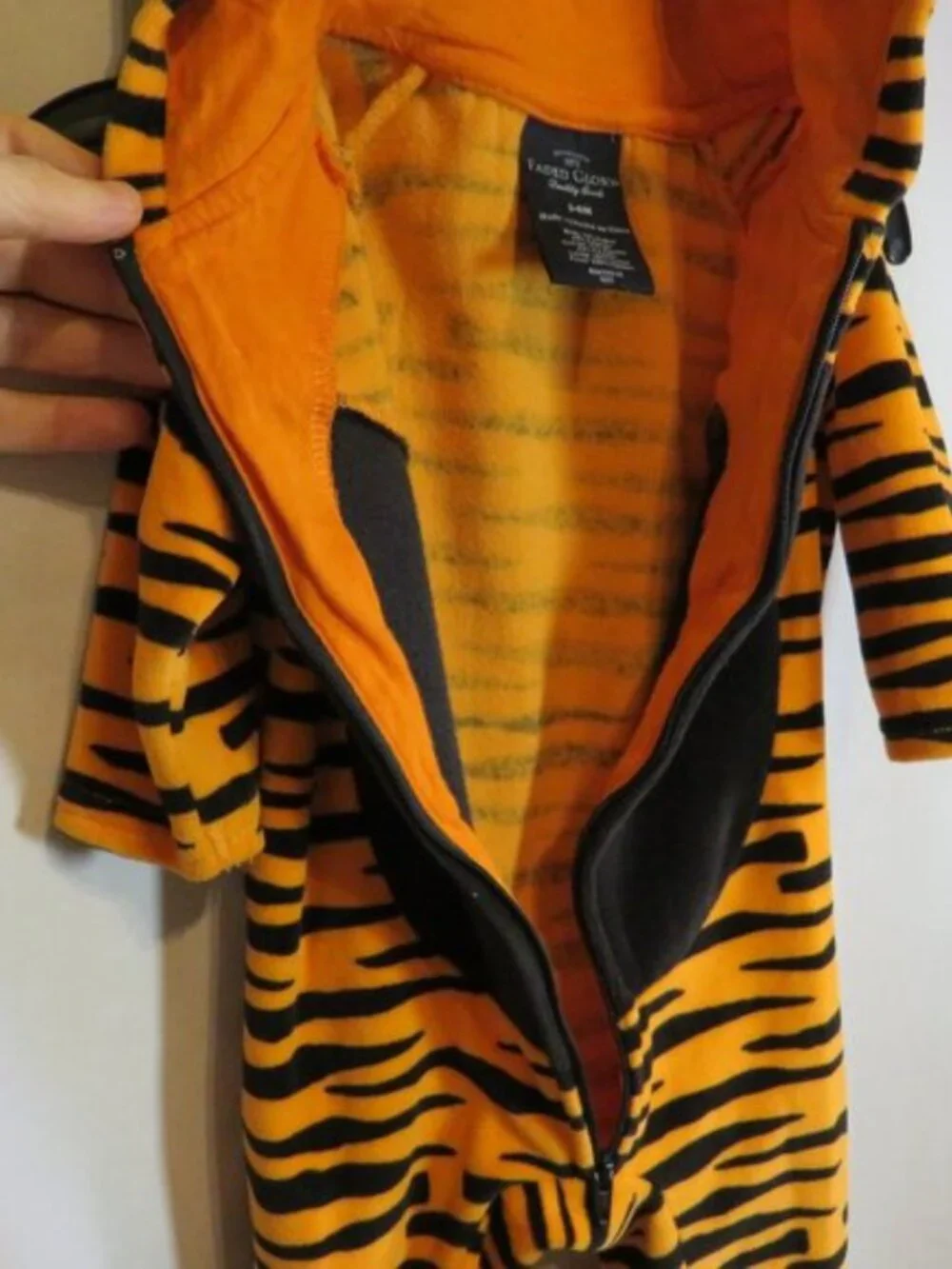 Faded Glory Tiger Striped Hooded Footie Costume Sleeper 3-6M Halloween